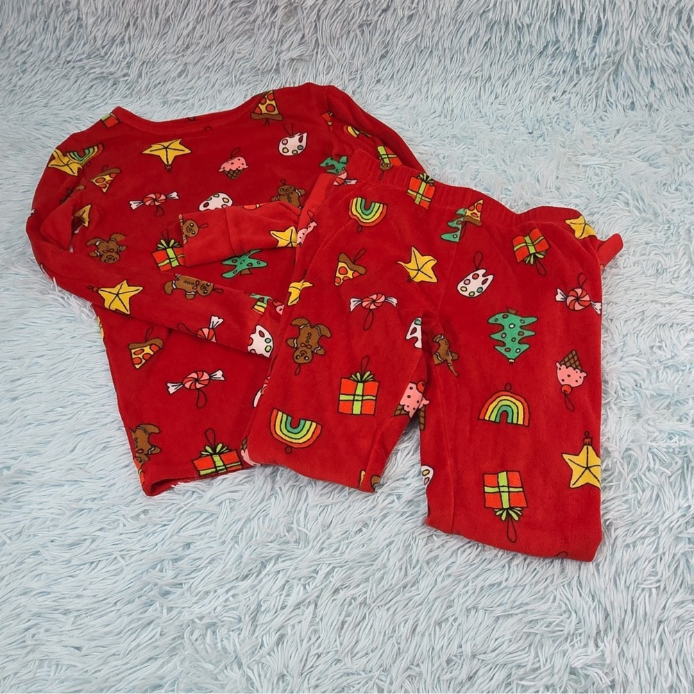 Cat & Jack Kids Size 14 Red Fleece Christmas Graphic 2pc Pajama Set Snug Fit